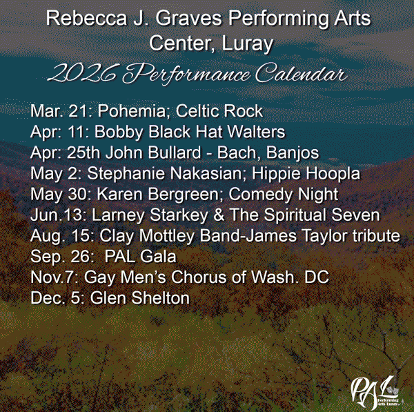 Monthly Live performances in downtown luray PAL Ad Mar 12, 2026 2